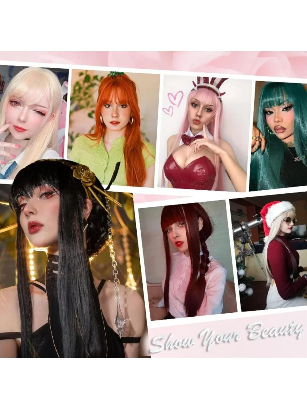 Women's Blonde 24 Inch Heat Resistant Synthetic Long Straight Bangs Wig